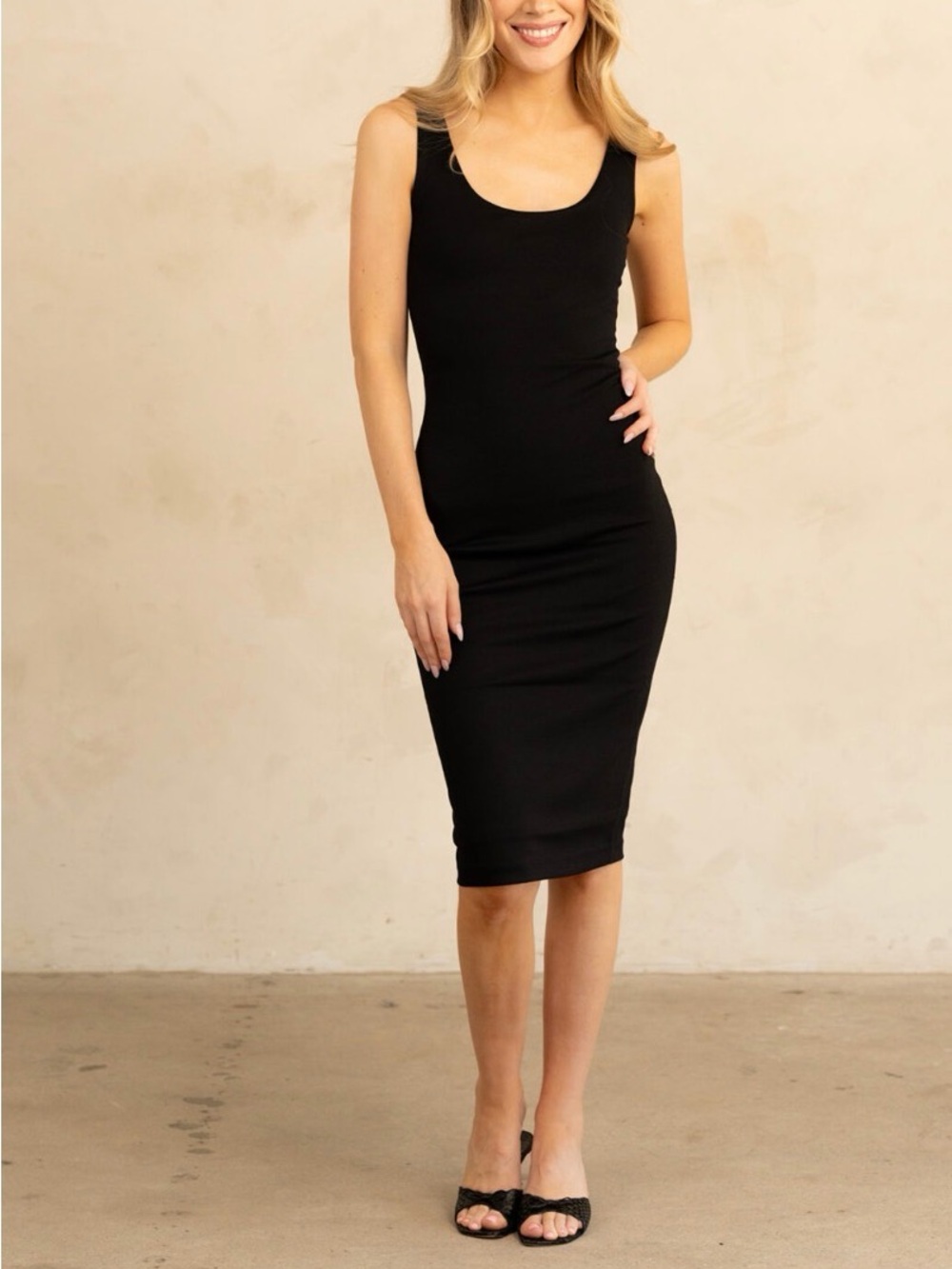 SHEER Sculpting Midi Dress in Black | Women’s Medium / US 6–8